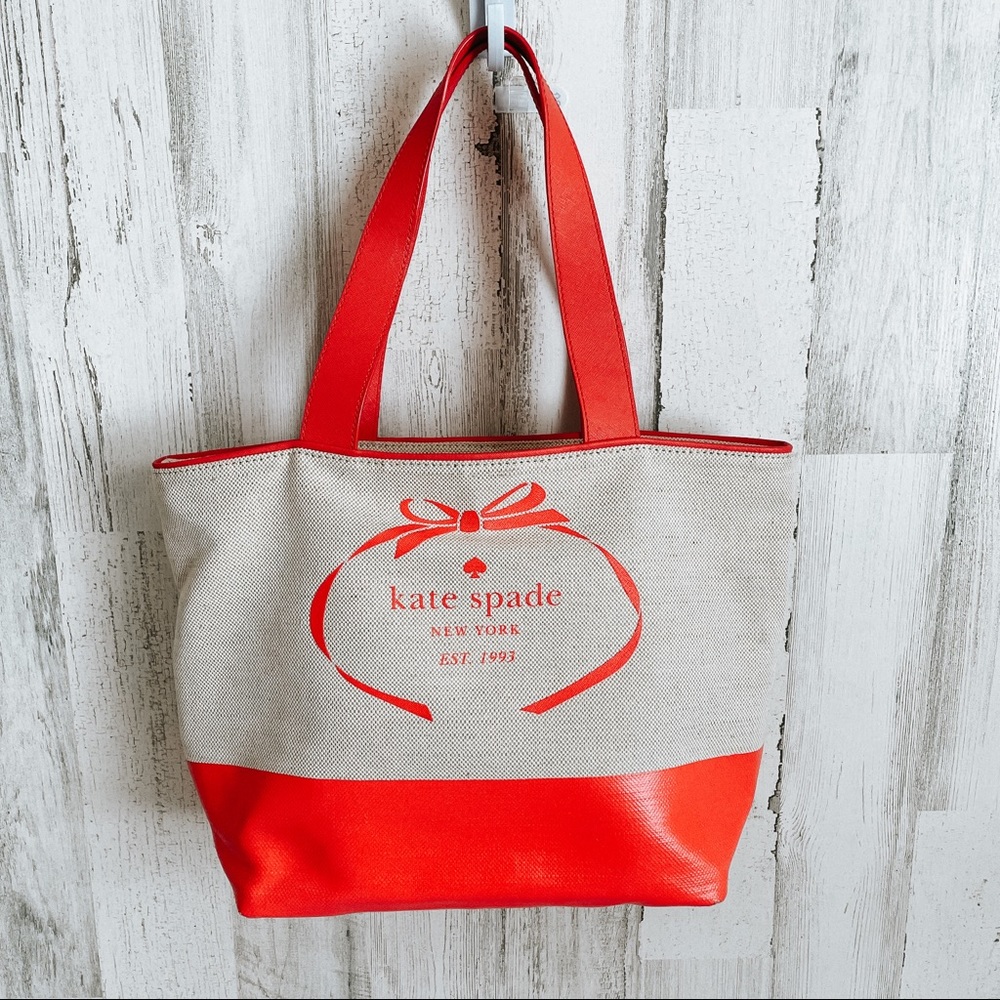 Kate Spade Heritage Logo Coral / Canvas Tote